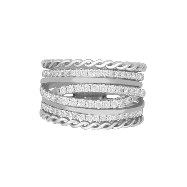 Detailed Multi-Row Diamond Ring