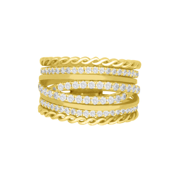 Detailed Multi-Row Diamond Ring