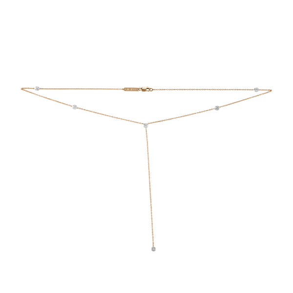 Bezel Set Diamond Lariat Necklace