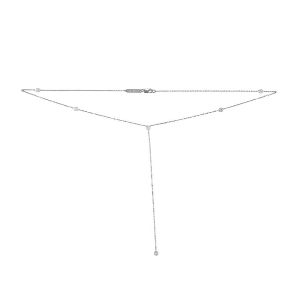 Bezel Set Diamond Lariat Necklace