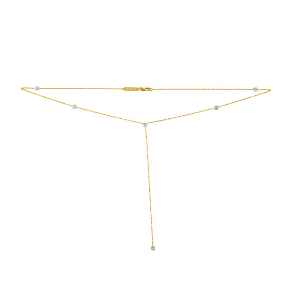 Bezel Set Diamond Lariat Necklace