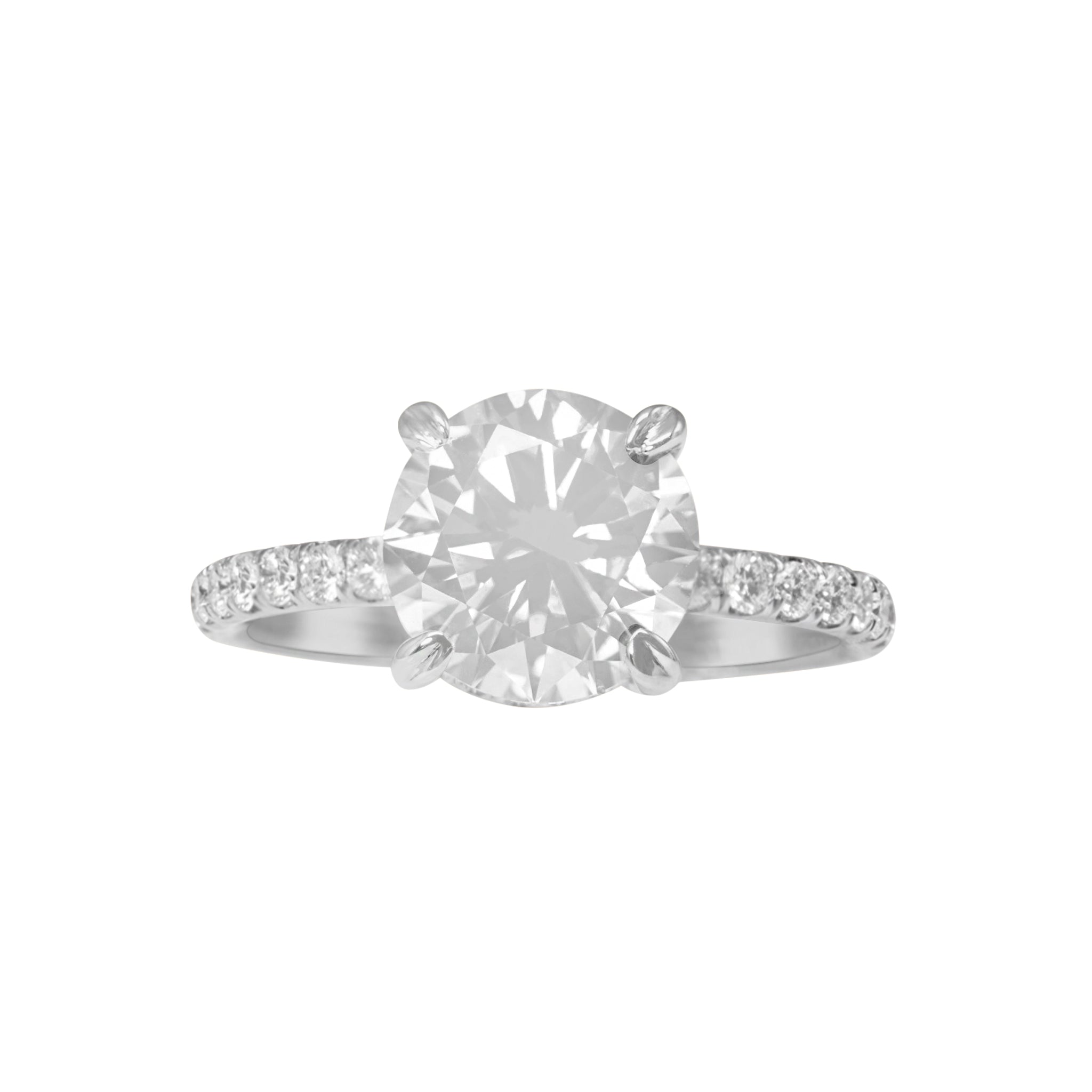 Classic Pave Engagement Ring with Diamond Basket & Prongs