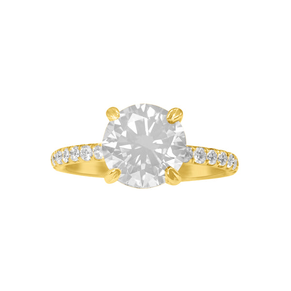 Classic Pave Engagement Ring with Diamond Basket & Prongs