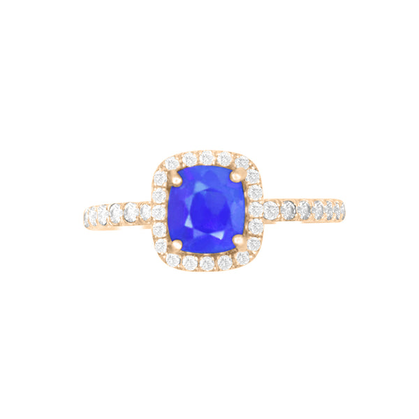 Box Set Pave Halo Engagement Ring