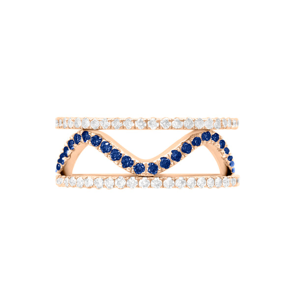 Sapphire & Diamond Wavy Ring