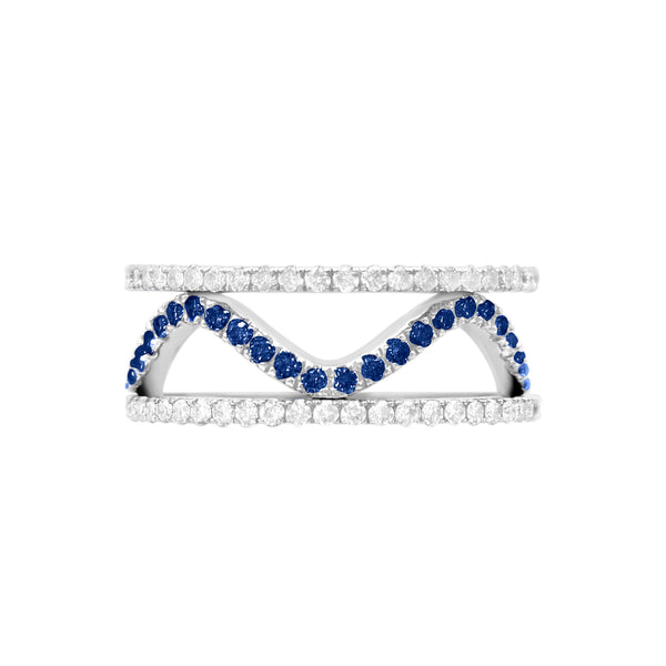 Sapphire & Diamond Wavy Ring