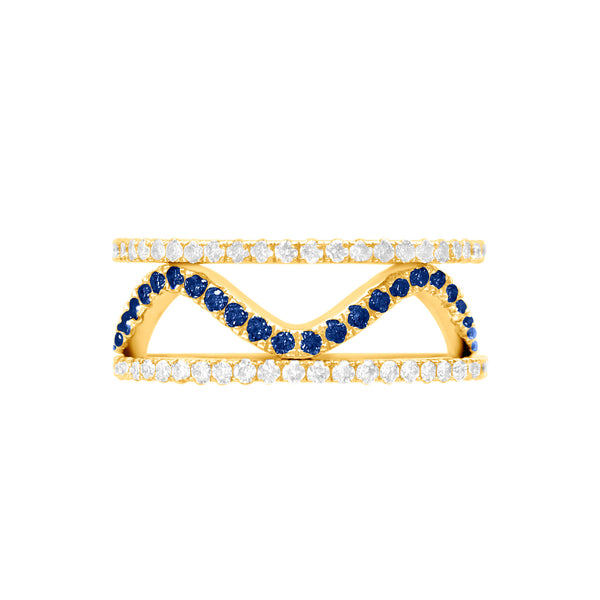 Sapphire & Diamond Wavy Ring
