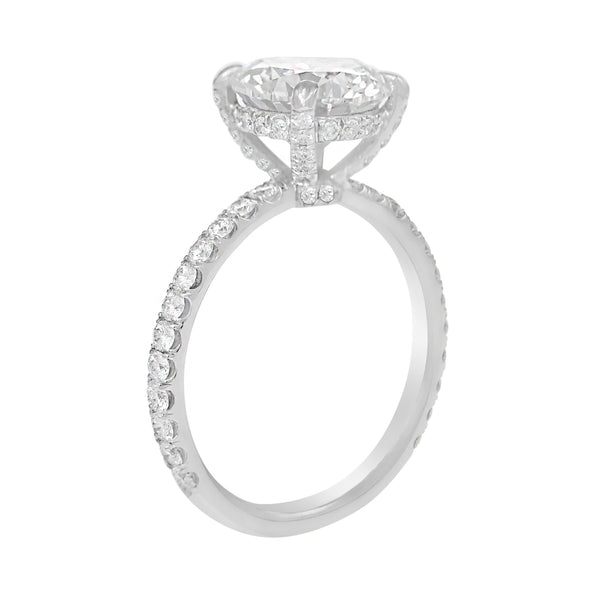 Classic Pave Engagement Ring with Diamond Basket & Prongs